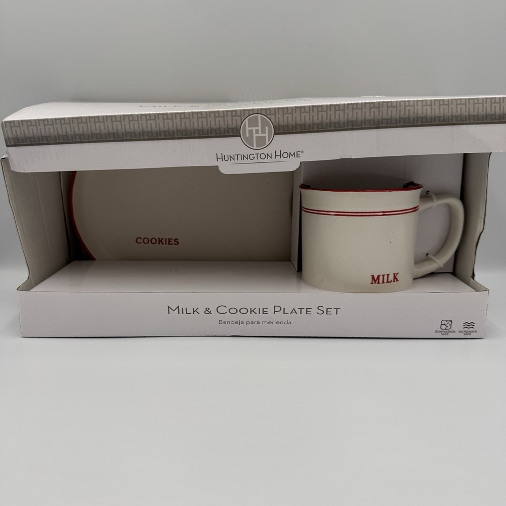 Huntington Home Christmas Holiday Stoneware Milk And Cookie Mug And Plate Set